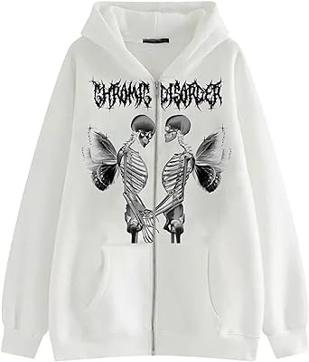 Rhinestone Skeleton Zip Up Hoodie